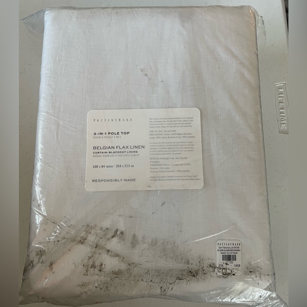 Pottery Barn Belgian Flax Linen Blackout Curtain in White 100x84 - Picture 4 of 7